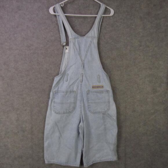 VINTAGE D'Mode Classix Bib Overalls Womens Medium Denim Floral Shortalls 90s - Picture 9 of 14